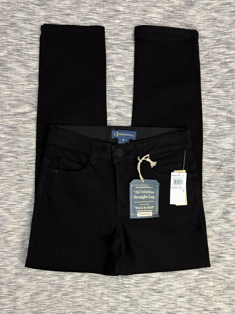 Democracy Ab Solution Straight Leg Jeans In Black Sz 6 NWT -